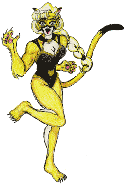 la Lionne Noire with a long hair queue